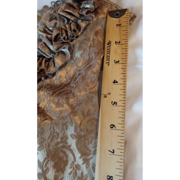 London Times Size 10 Woman Cocktail Dress Knee Length Gold Ruffled Neck - Picture 7 of 15